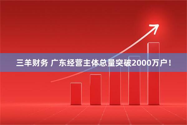 三羊财务 广东经营主体总量突破2000万户!